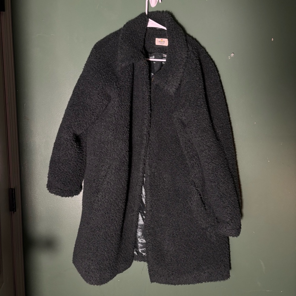 Marine Layer Women’s XL Green Faux Shearling Sherpa Aspen Teddy Long Coat